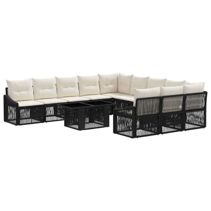 Set de canapele pentru grădină 12 buc. Negru și Alb crem WALTI