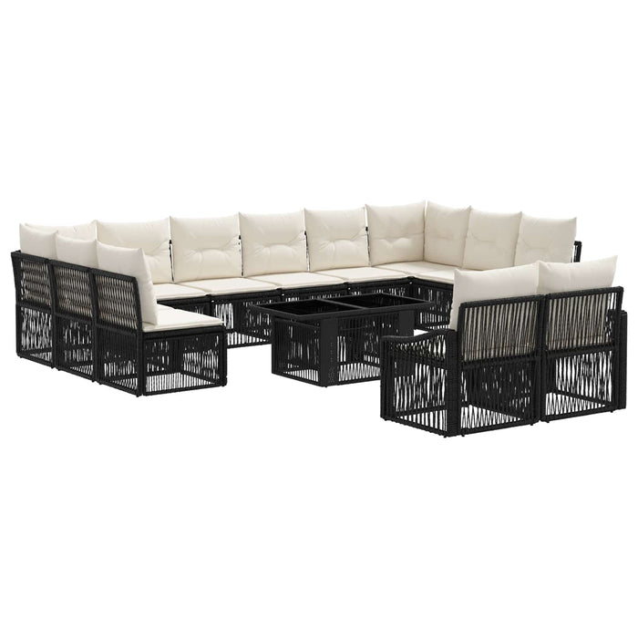 Set de canapele pentru grădină 13 buc. Negru și Alb crem WALTI