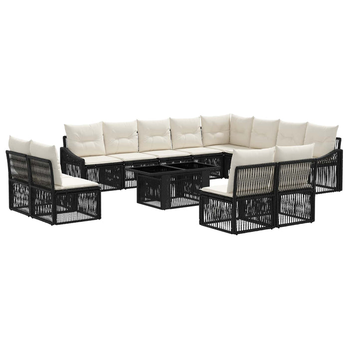 Set de canapele pentru grădină 13 buc. Negru și Alb crem WALTI