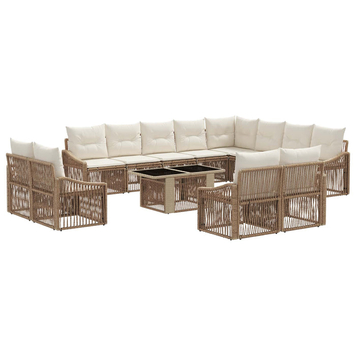 Set de canapele pentru grădină 13 buc. Bej și alb crem WALTI
