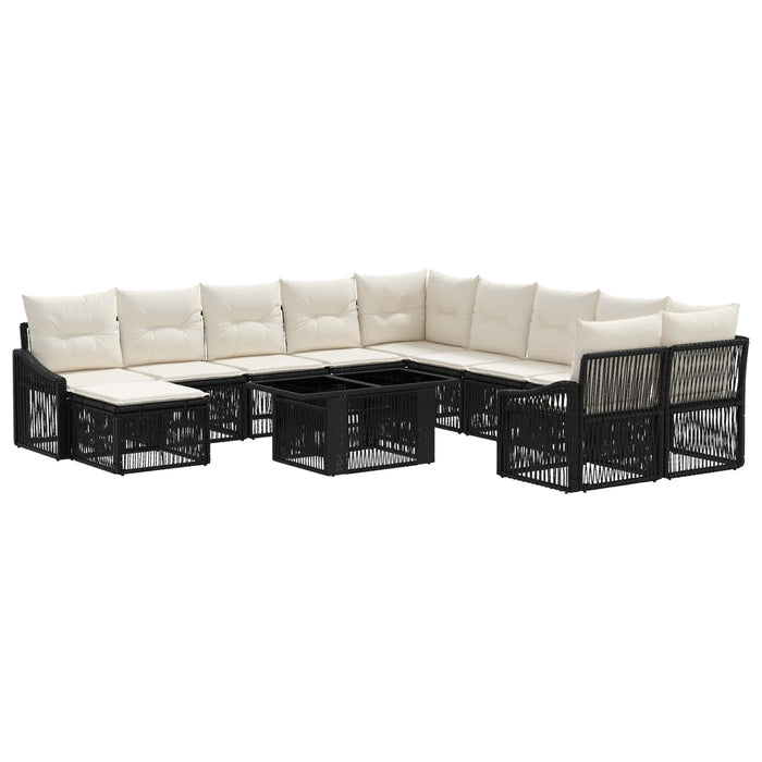 Set de canapele pentru grădină 12 buc. Negru și Alb crem WALTI