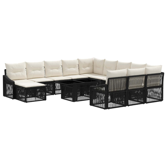 Set de canapele pentru grădină 13 buc. Negru și Alb crem WALTI