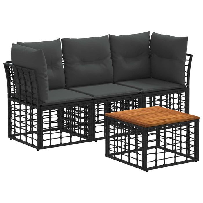 Set de canapele de exterior 4 pcs Negru și Gri închis Poliester - WALTI WALTI