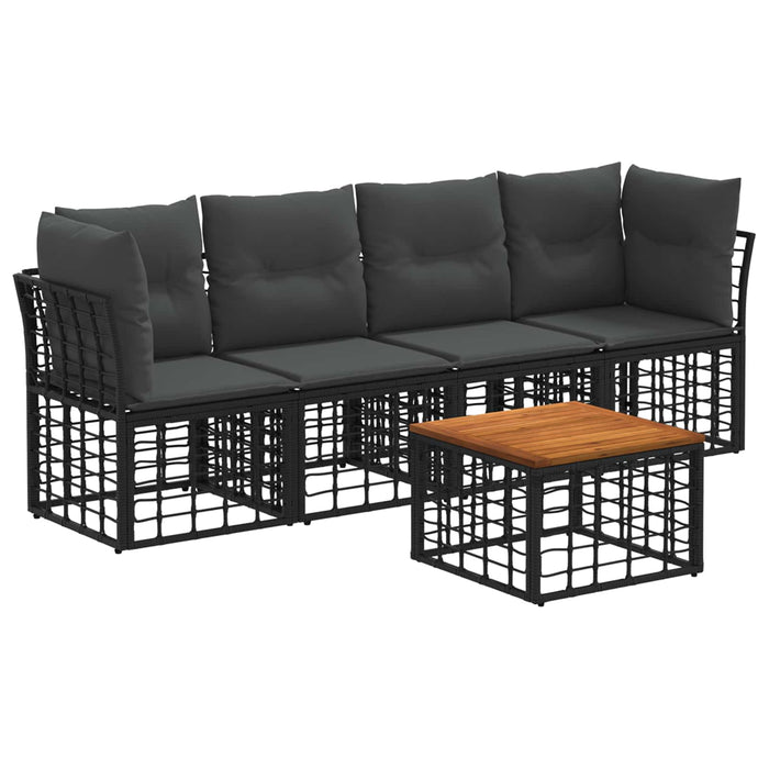 Set de canapele de exterior 5 pcs Negru și Gri închis Poliester - WALTI WALTI