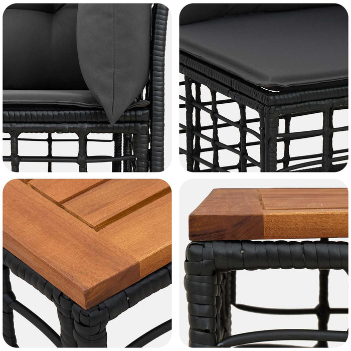 Set de canapele de exterior 6 buc. Negru și Gri închis WALTI