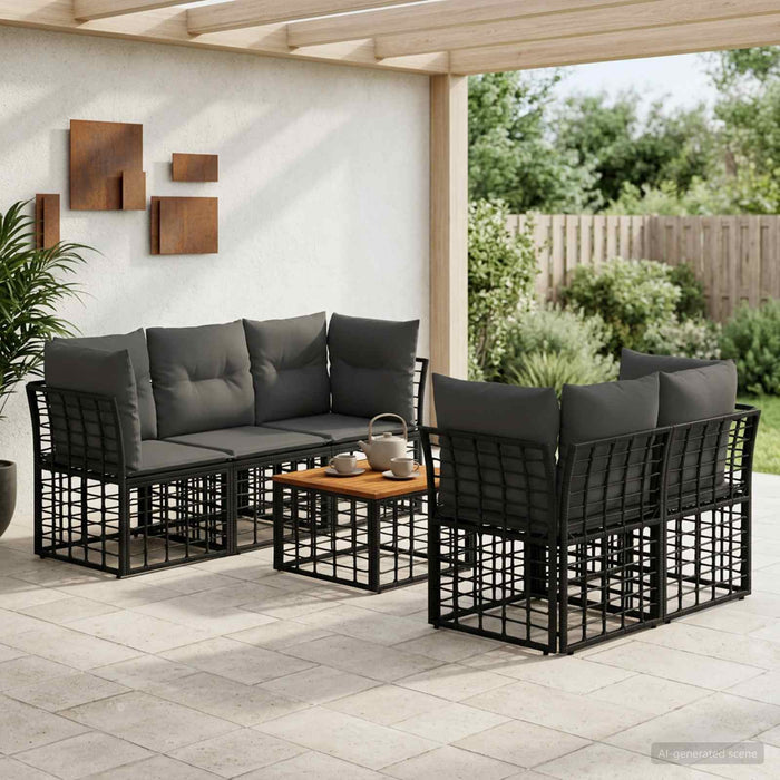 Set de canapele de exterior 6 buc. Negru și Gri închis WALTI