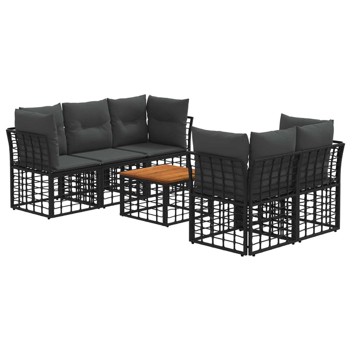 Set de canapele de exterior 6 buc. Negru și Gri închis WALTI