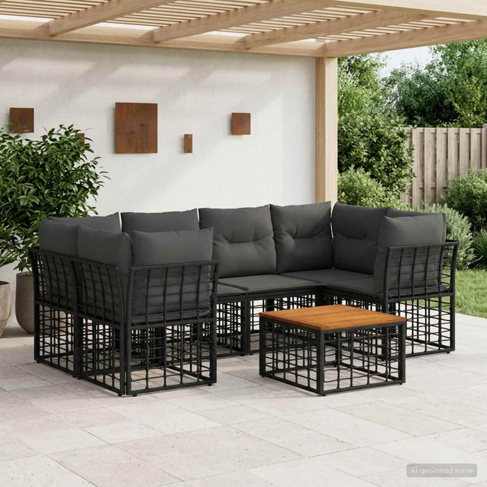 Set de canapele de exterior 7 buc. Negru și Gri închis WALTI