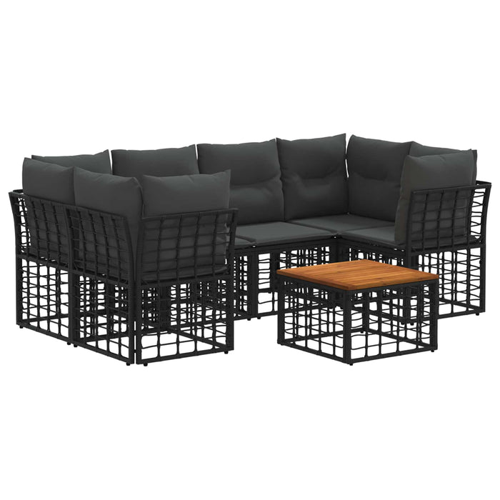 Set de canapele de exterior 7 buc. Negru și Gri închis WALTI