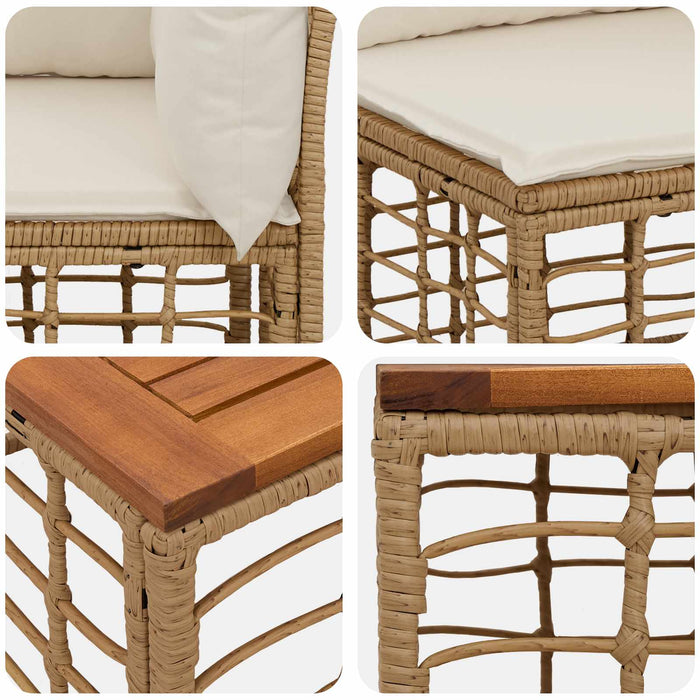 Set de canapele de exterior 7 buc. Alb Natural și Crem WALTI