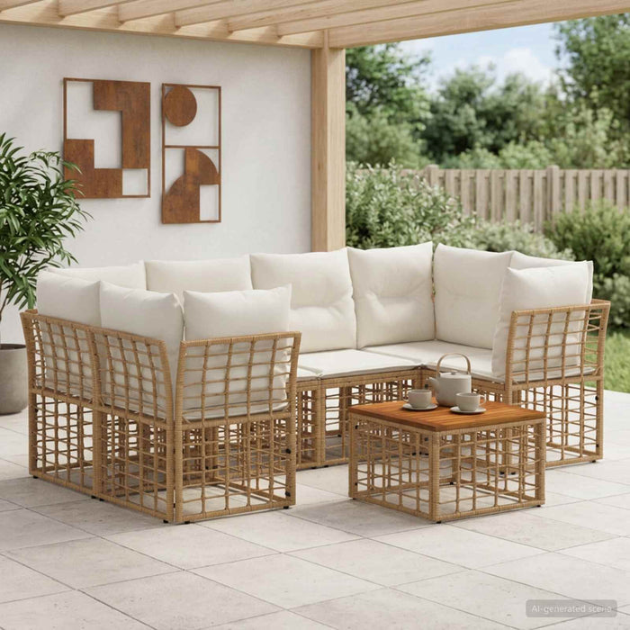 Set de canapele de exterior 7 buc. Alb Natural și Crem WALTI