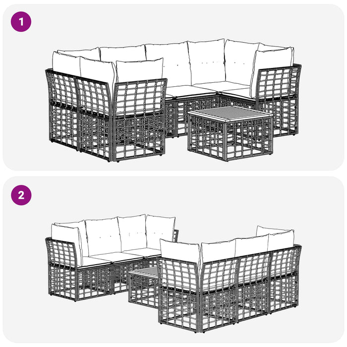 Set de canapele de exterior 7 buc. Alb Natural și Crem WALTI