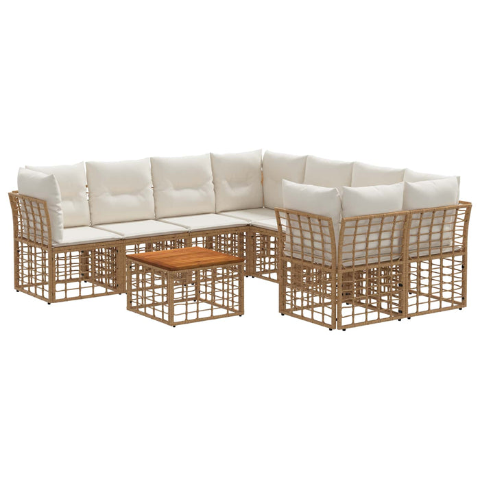 Set de canapele de exterior 9 buc. Alb Natural și Crem WALTI