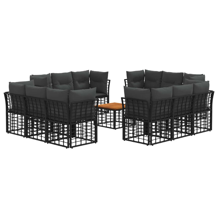 Set de canapele de exterior 13 pcs Negru și Gri închis - WALTI WALTI