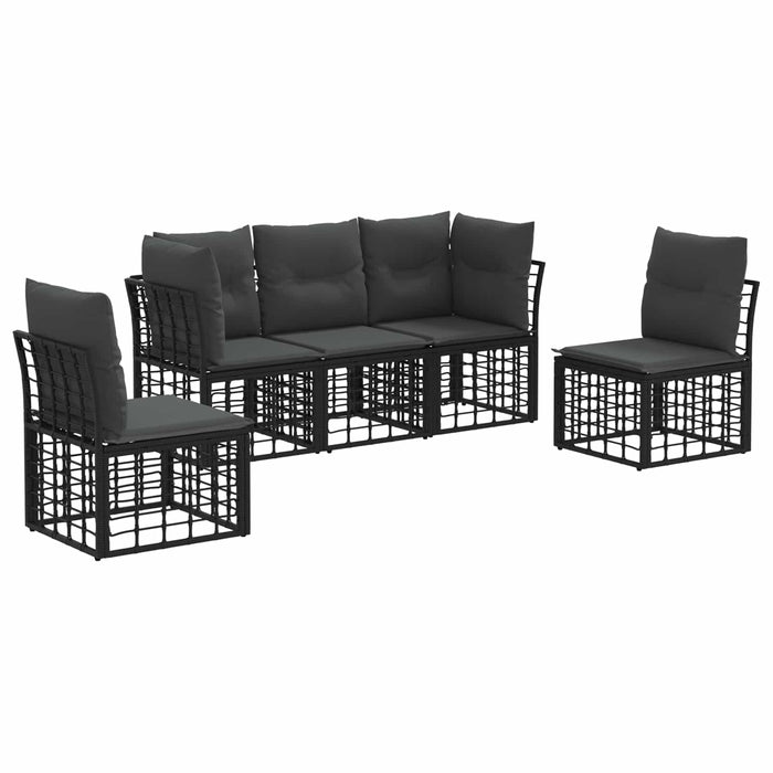Set de canapele de exterior Negru Poliester - WALTI WALTI