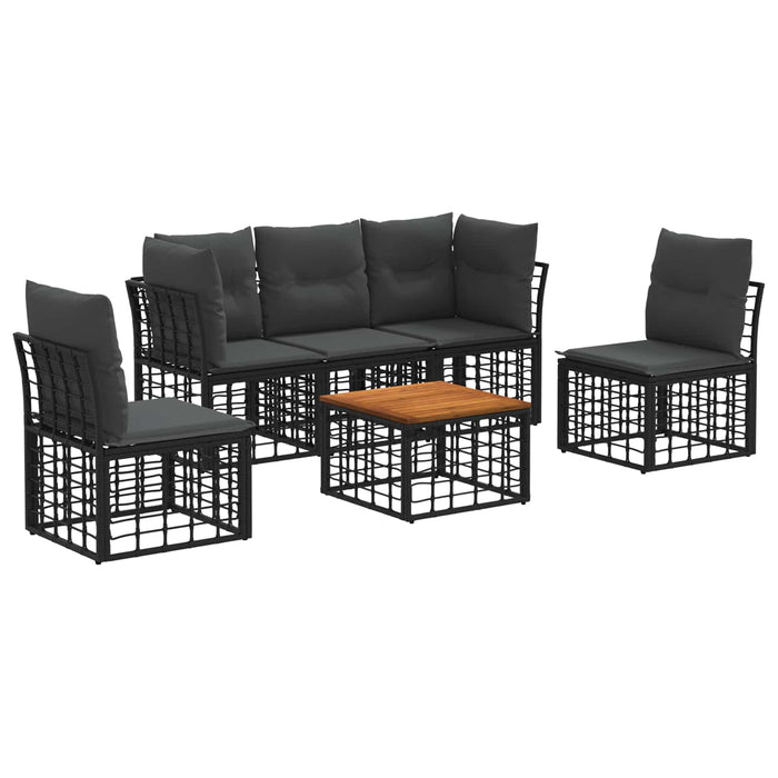 Set de canapele de exterior 6 pcs Negru și Gri închis Poliester - WALTI WALTI