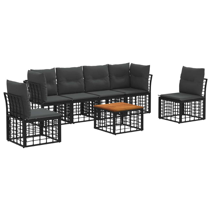 Set de canapele de exterior 7 pcs Negru și Gri închis Poliester - WALTI WALTI
