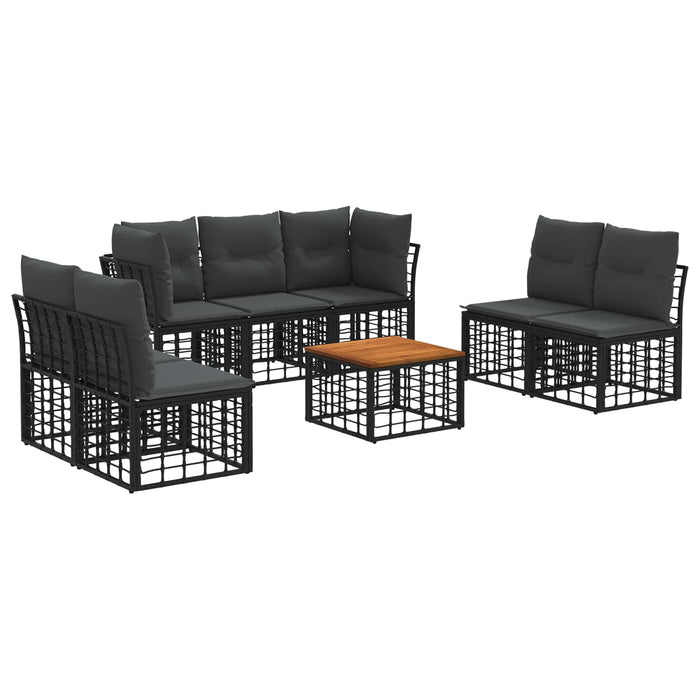 Set de canapele de exterior 8 pcs Negru și Gri închis Poliester - WALTI WALTI