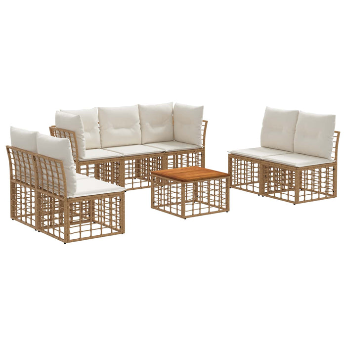 Set de canapele de exterior 8 pcs Alb Natural și Crem Poliester - WALTI WALTI