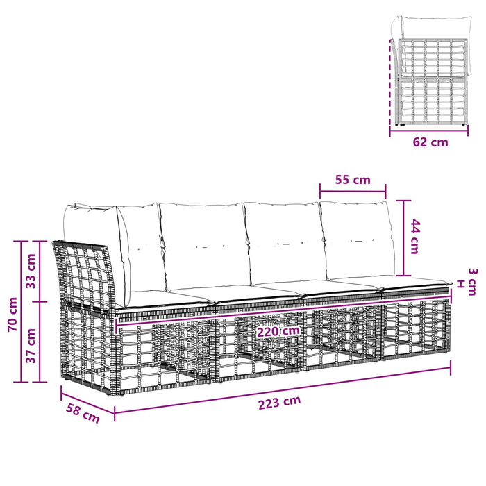 Set de canapele de exterior Negru Poliester - WALTI WALTI