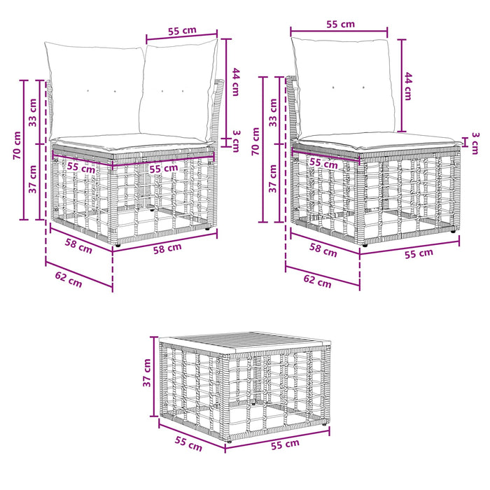 Set de canapele de exterior 9 pcs Alb Natural și Crem Poliester - WALTI WALTI