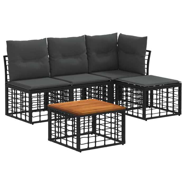 Set de canapele de exterior 5 pcs Negru și Gri închis Poliester - WALTI WALTI