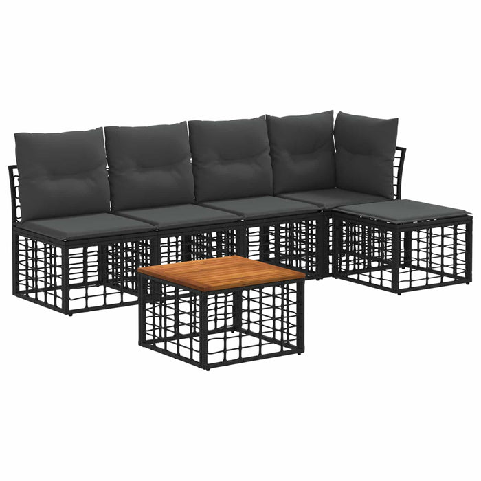 Set de canapele de exterior 6 pcs Negru și Gri închis Poliester - WALTI WALTI