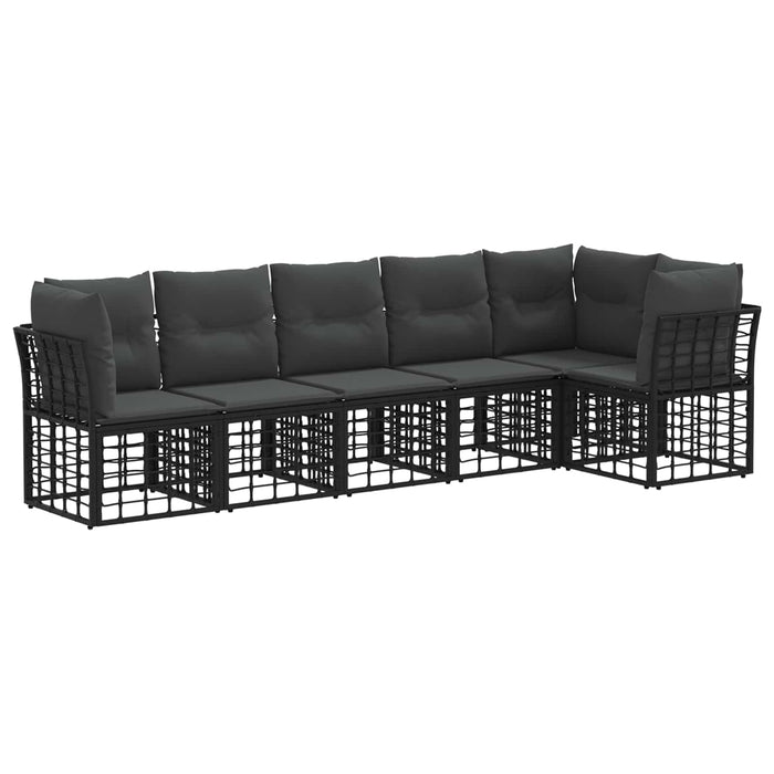 Set de canapele pentru grădină 6 pcs Negru poliratan - WALTI WALTI