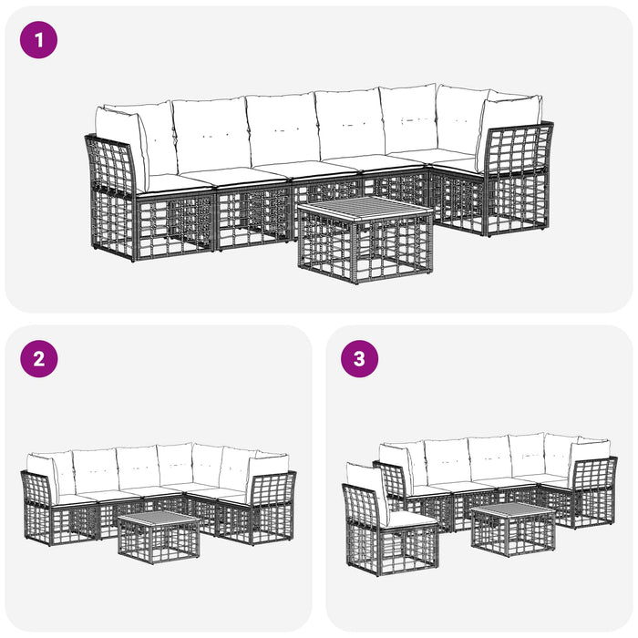 Set de canapele pentru grădină 7 pcs Negru și Gri închis - WALTI WALTI