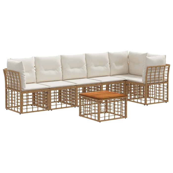 Set de canapele pentru grădină 7 pcs Alb Natural și Crem - WALTI WALTI