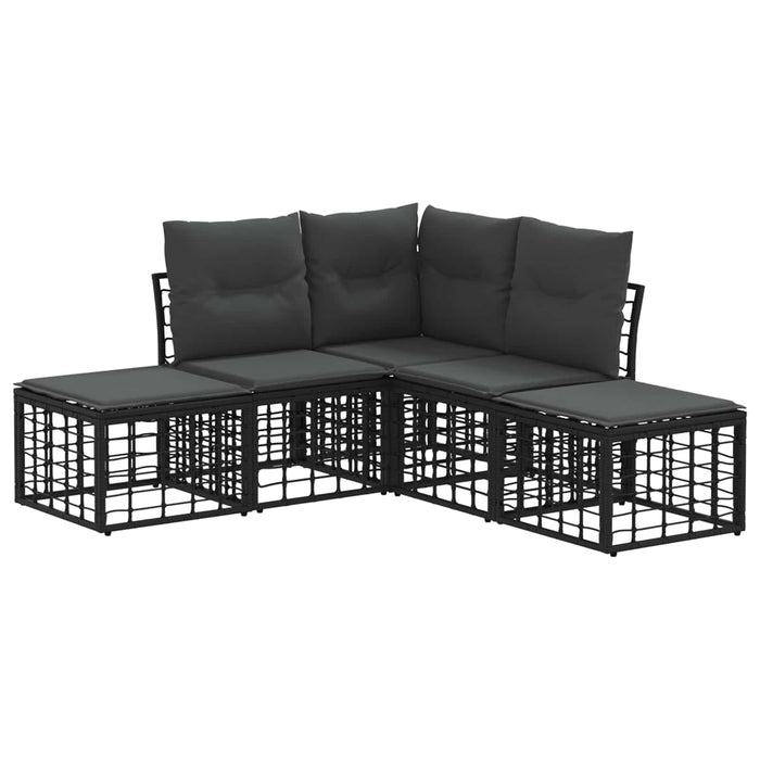 Set de canapele de exterior Negru Poliester - WALTI WALTI