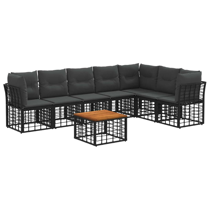 Set de canapele de exterior 8 pcs Negru și Gri închis Poliester - WALTI WALTI