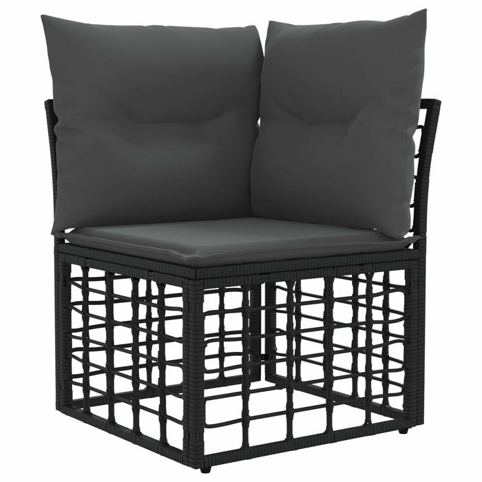Set de canapele de exterior 8 pcs Negru și Gri închis Poliester - WALTI WALTI