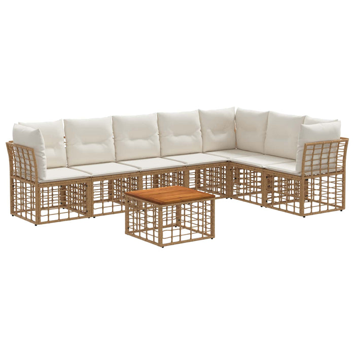 Set de canapele de exterior 8 pcs Alb Natural și Crem Poliester - WALTI WALTI