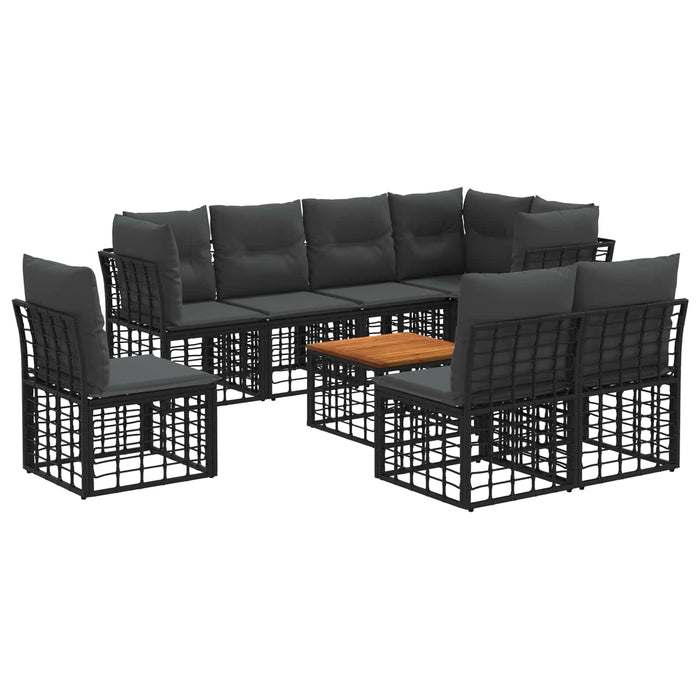 Set de canapele de exterior 9 pcs Negru și Gri închis Poliester - WALTI WALTI