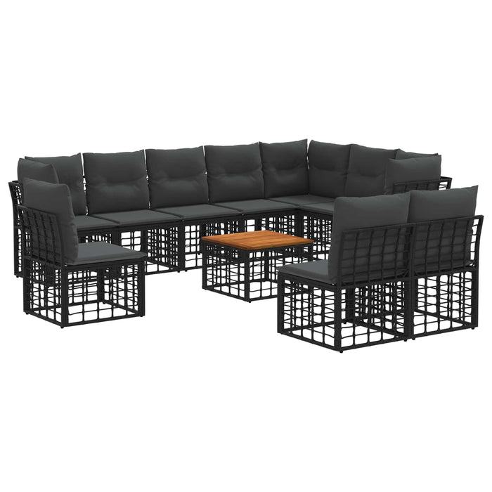 Set de canapele de exterior 11 pcs Negru și Gri închis - WALTI WALTI