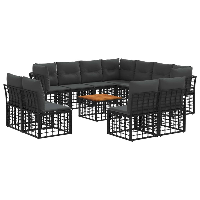 Set de canapele de exterior 12 pcs Negru și Gri închis - WALTI WALTI