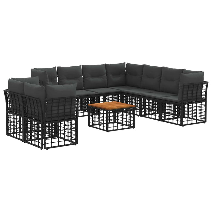 Set de canapele de exterior 10 pcs Negru și Gri închis - WALTI WALTI