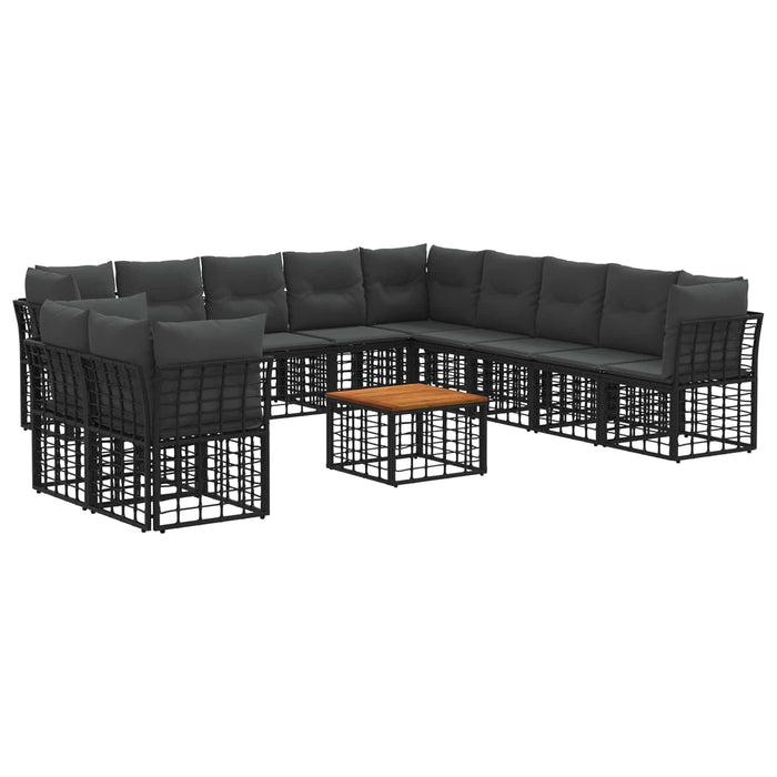 Set de canapele de exterior 12 pcs Negru și Gri închis - WALTI WALTI
