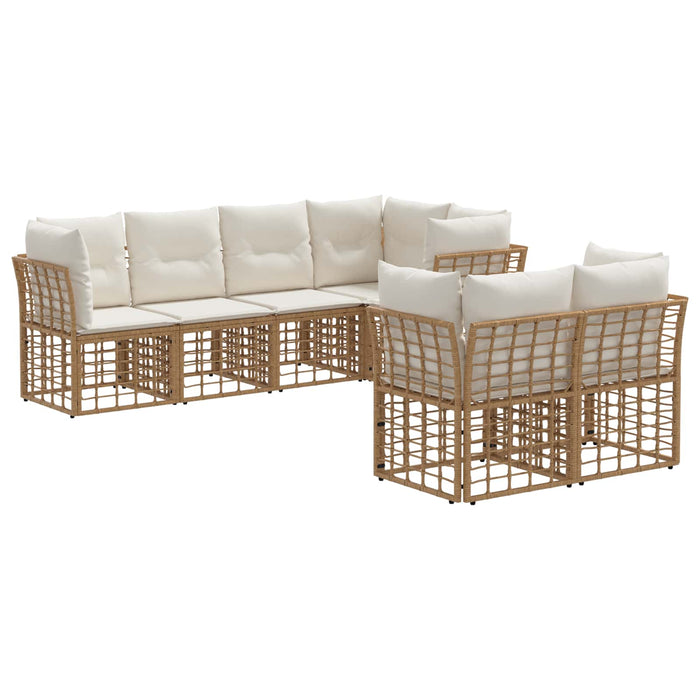 Set de canapele de exterior cu pernă 7 pcs natural Poliester - WALTI WALTI