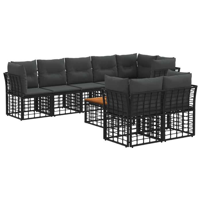 Set de canapele de exterior 9 pcs Negru și Gri închis Poliester - WALTI WALTI