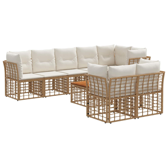 Set de canapele de exterior 9 pcs Alb Natural și Crem Poliester - WALTI WALTI