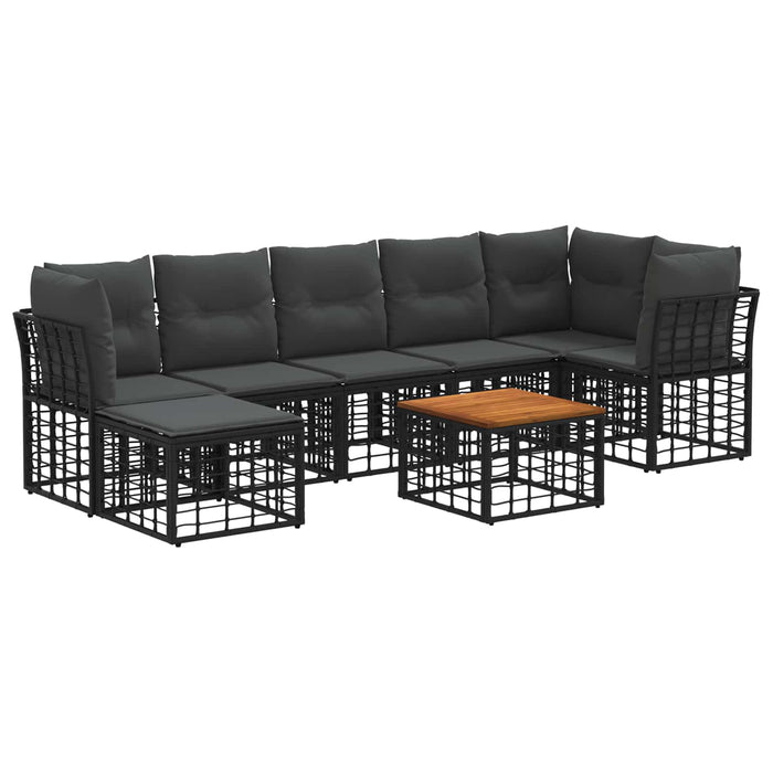 Set de canapele de exterior 8 pcs Negru și Gri închis Poliester - WALTI WALTI