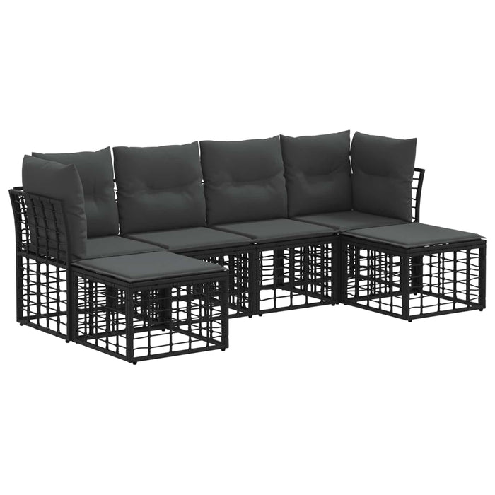 Set de canapele de exterior Negru Poliester - WALTI WALTI