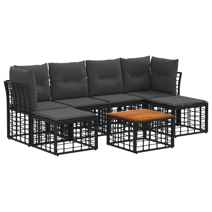 Set de canapele de exterior 7 pcs Negru și Gri închis Poliester - WALTI WALTI