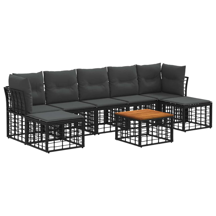 Set de canapele de exterior 8 pcs Negru și Gri închis Poliester - WALTI WALTI