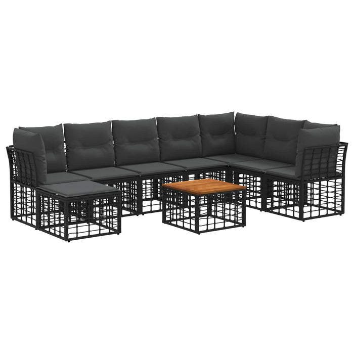 Set de canapele de exterior 9 pcs Negru și Gri închis Poliester - WALTI WALTI