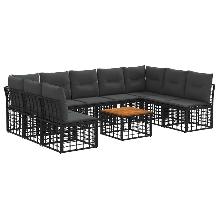 Set de canapele de exterior 10 pcs Negru și Gri închis - WALTI WALTI
