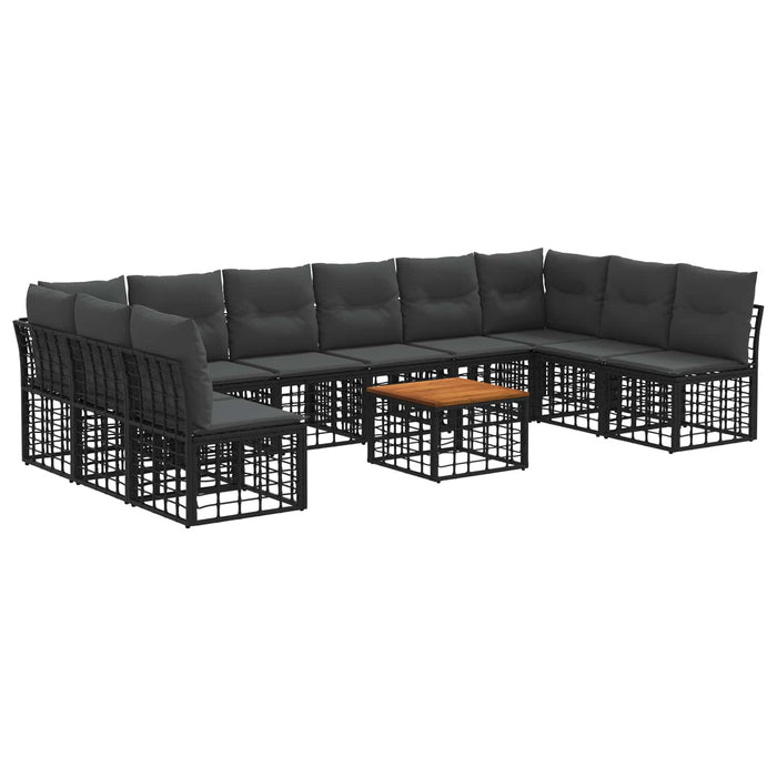 Set de canapele de exterior 11 pcs Negru și Gri închis - WALTI WALTI