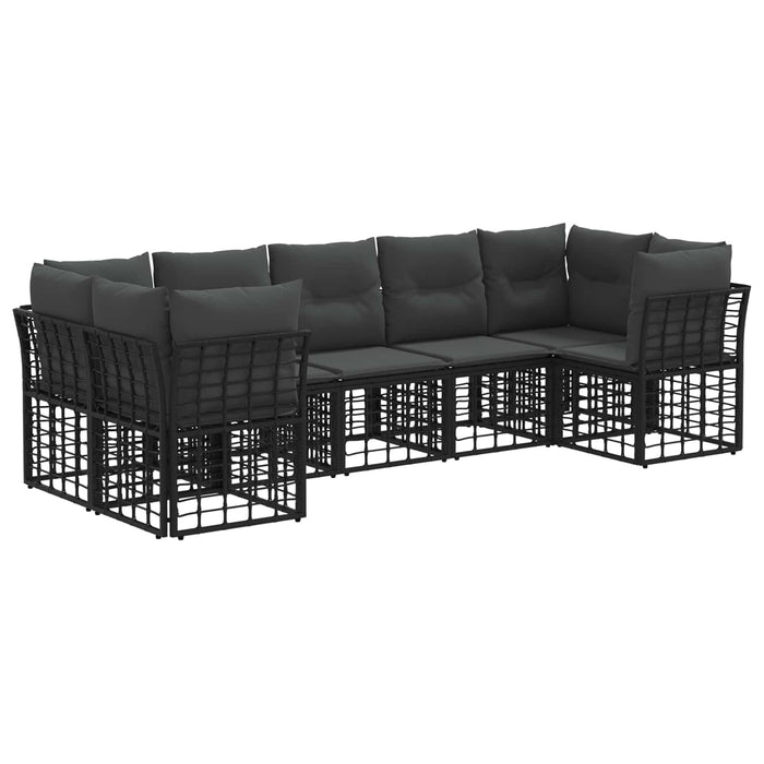 Set de canapele de exterior 7 pcs Negru și Gri închis Poliester - WALTI WALTI